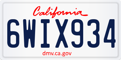 CA license plate 6WIX934