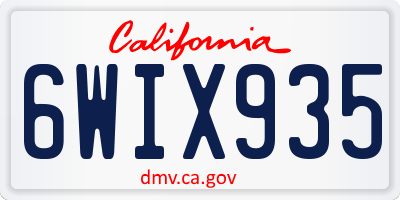 CA license plate 6WIX935
