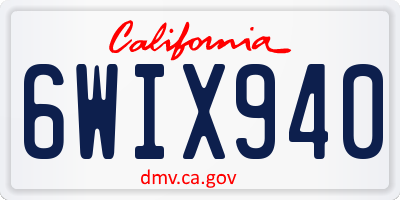 CA license plate 6WIX940