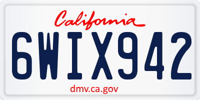 CA license plate 6WIX942