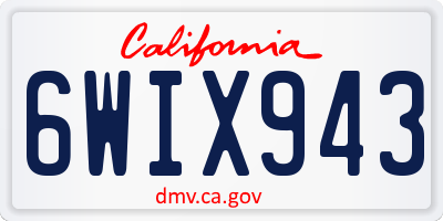 CA license plate 6WIX943