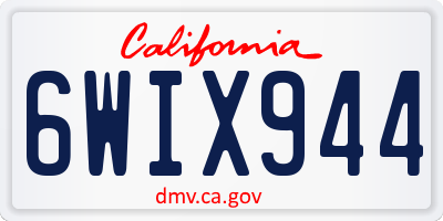 CA license plate 6WIX944