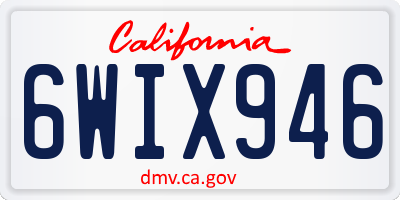 CA license plate 6WIX946