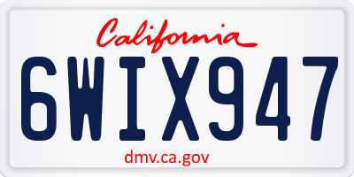 CA license plate 6WIX947