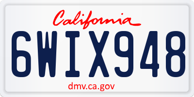 CA license plate 6WIX948
