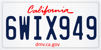 CA license plate 6WIX949