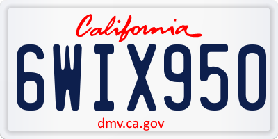 CA license plate 6WIX950