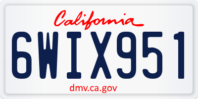 CA license plate 6WIX951