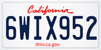 CA license plate 6WIX952