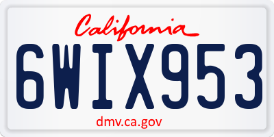 CA license plate 6WIX953