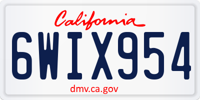 CA license plate 6WIX954