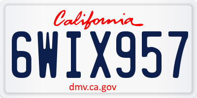 CA license plate 6WIX957