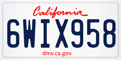 CA license plate 6WIX958