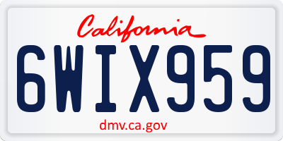 CA license plate 6WIX959