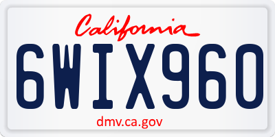 CA license plate 6WIX960