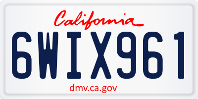 CA license plate 6WIX961