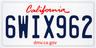 CA license plate 6WIX962