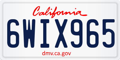 CA license plate 6WIX965