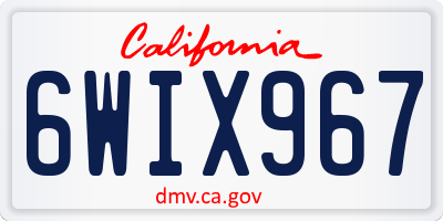 CA license plate 6WIX967