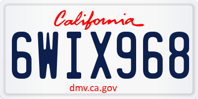 CA license plate 6WIX968