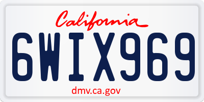 CA license plate 6WIX969