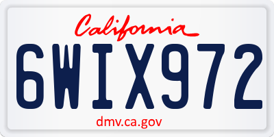 CA license plate 6WIX972
