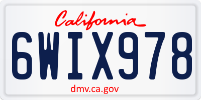 CA license plate 6WIX978