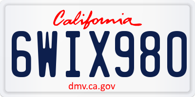 CA license plate 6WIX980