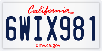CA license plate 6WIX981