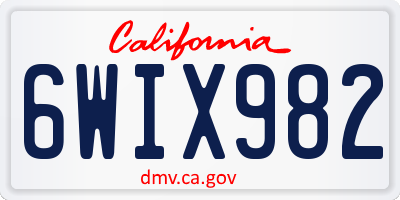 CA license plate 6WIX982