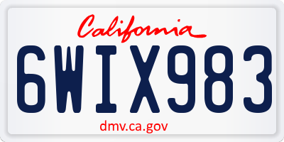 CA license plate 6WIX983