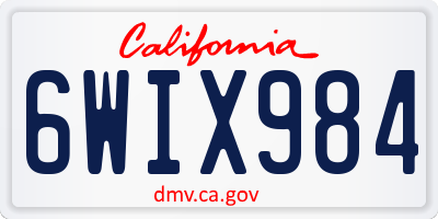 CA license plate 6WIX984