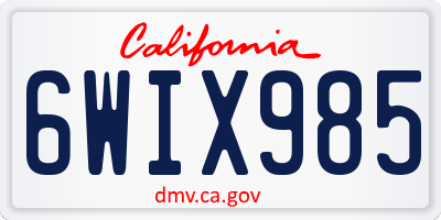 CA license plate 6WIX985