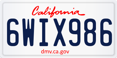 CA license plate 6WIX986