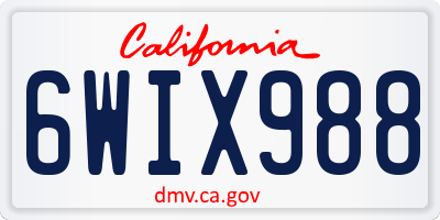 CA license plate 6WIX988