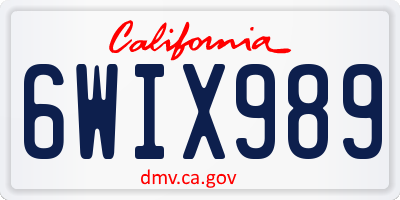 CA license plate 6WIX989