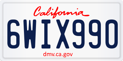 CA license plate 6WIX990