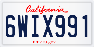 CA license plate 6WIX991