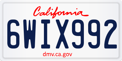 CA license plate 6WIX992