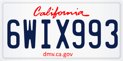 CA license plate 6WIX993