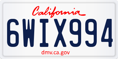 CA license plate 6WIX994