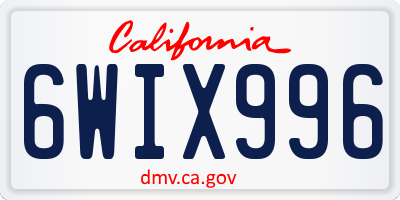 CA license plate 6WIX996
