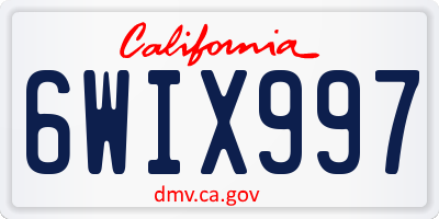 CA license plate 6WIX997
