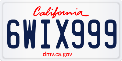 CA license plate 6WIX999