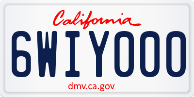 CA license plate 6WIY000