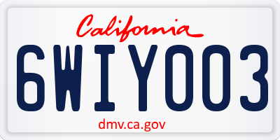 CA license plate 6WIY003