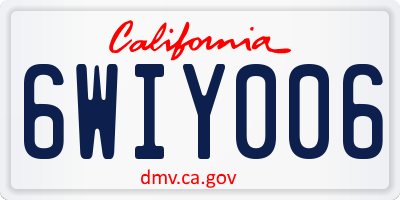 CA license plate 6WIY006