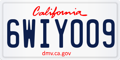 CA license plate 6WIY009