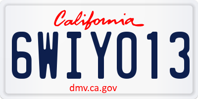 CA license plate 6WIY013