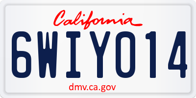 CA license plate 6WIY014